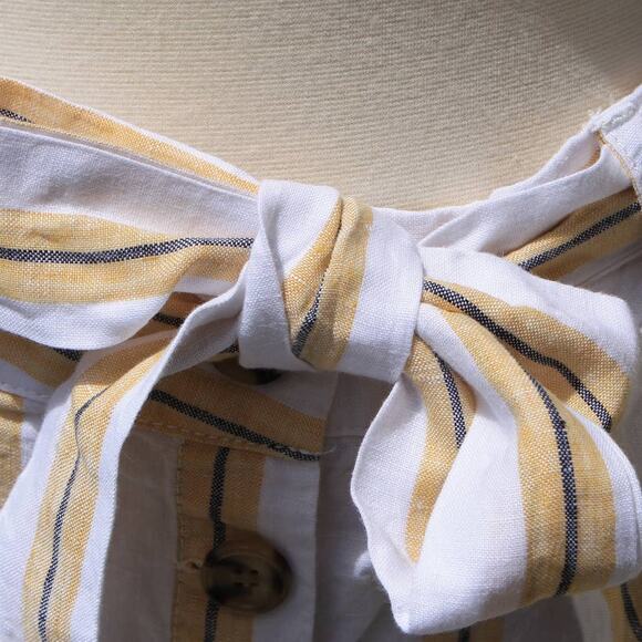 Cynthia Rowley Women's Midi Skirt Linen Yellow White Striped Print Size S - Picture 12 of 15